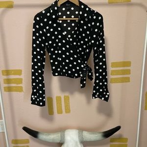 Polka dot wrap top